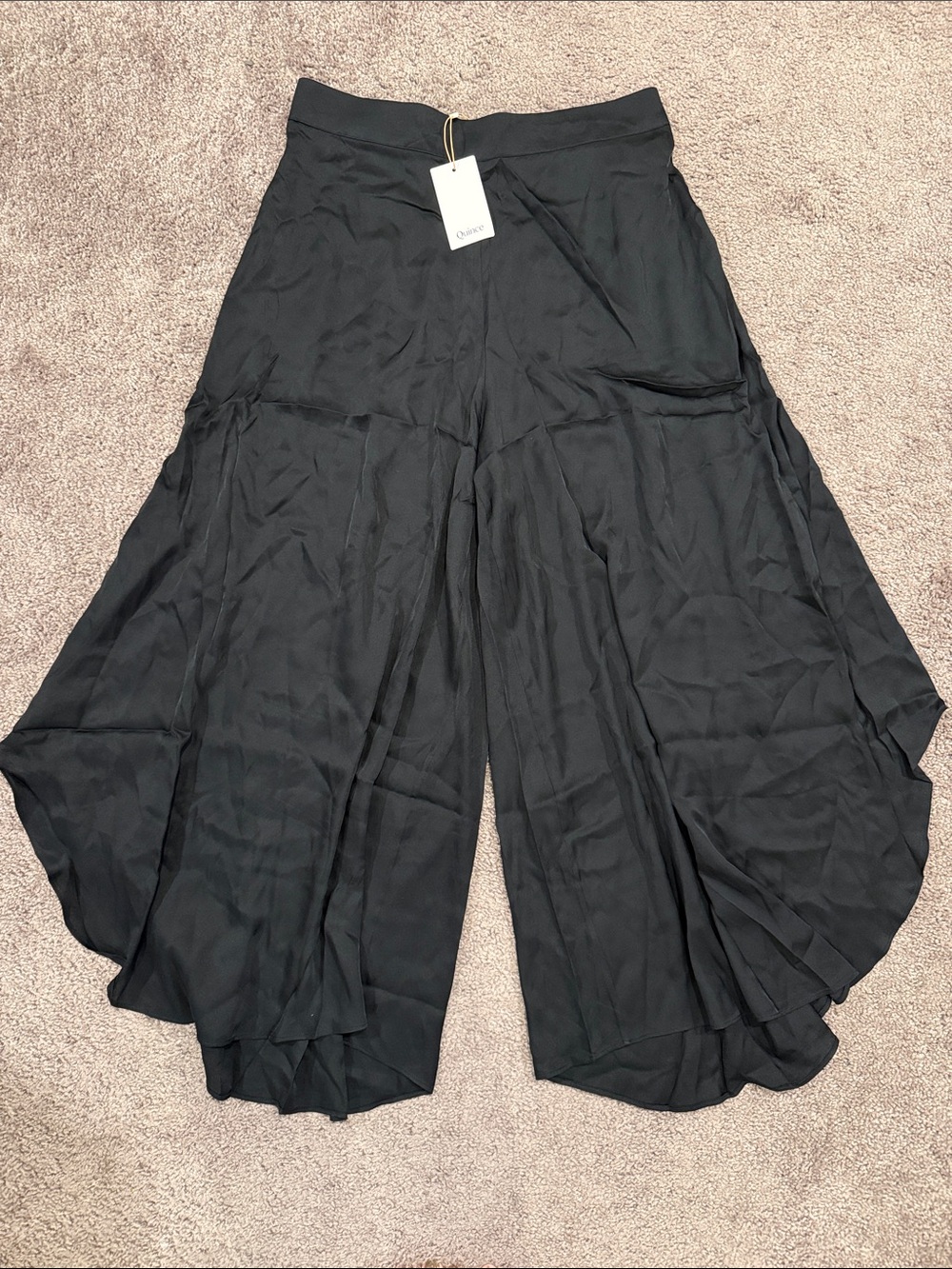 Quince Silk Palazzo Pants Black